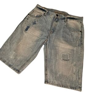 Carbon Gray Distressed Jean Shorts Cut-Off Style
